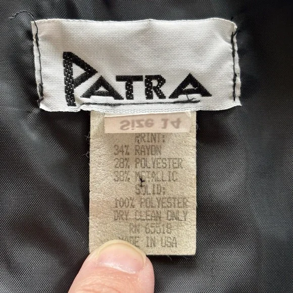 Vintage Patra Jacket 14 Lame' Floral Metallic Black Cocktail Evening Glam - Picture 7 of 12